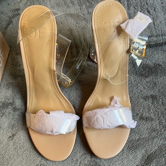 JUSTFAB Nude Clear Block Heel. Sz 5.5. - Picture 4 of 5